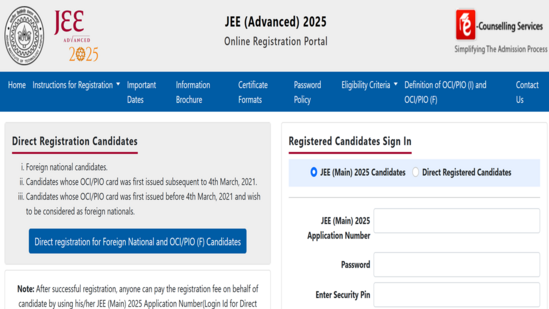 JEE Advanced 2025: Registration begins at jeeadv.nic.in, direct link to apply JEE Advanced 2025: Registration begins at jeeadv.nic.in, direct link to apply