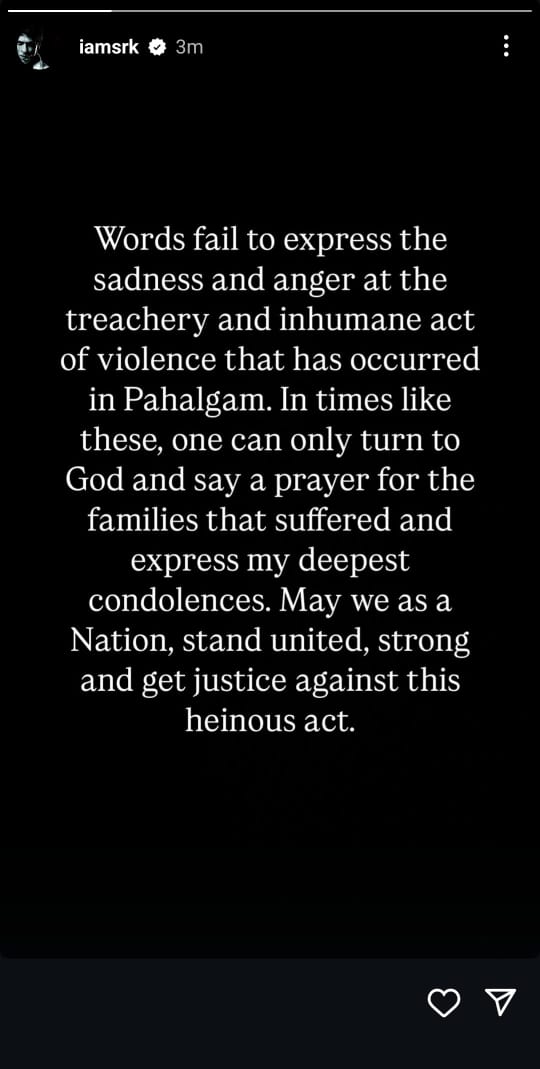 Shah Rukh via Instagram Stories. Shah Rukh via Instagram Stories.