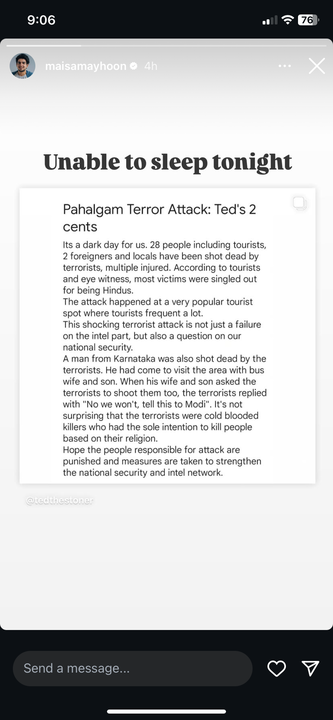 Samay Raina reacts to terror attack in Pahalgam. Samay Raina reacts to terror attack in Pahalgam.