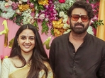 Imanvi and Prabhas at the launch of their film with Hanu Raghavapudi. Imanvi and Prabhas at the launch of their film with Hanu Raghavapudi.