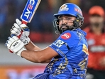 Rohit Sharma cracked an explosive half century to guide Mumbai Indians to an easy win over SRH.(HT_PRINT) Rohit Sharma cracked an explosive half century to guide Mumbai Indians to an easy win over SRH.(HT_PRINT)