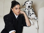 Sharvari poses with her pet dog Miso.(Instagram ) Sharvari poses with her pet dog Miso.(Instagram )