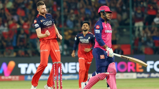 Josh Hazlewood is pumped up after the wicket of Shimron Hetmyer. The Aussie finished with figures of 4-33, taking his season tally to 15, but more significantly ensuring his team snatched victory from a difficult position. RCB now sit third in the points table, on 12 points.