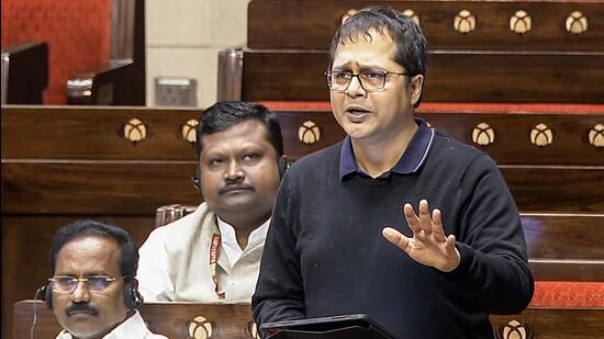 Trinamool Congress MP Saket Gokhale speaks in the Rajya Sabha during the Budget Session of Parliament earlier this year. (SansadTV) Trinamool Congress MP Saket Gokhale speaks in the Rajya Sabha during the Budget Session of Parliament earlier this year. (SansadTV)