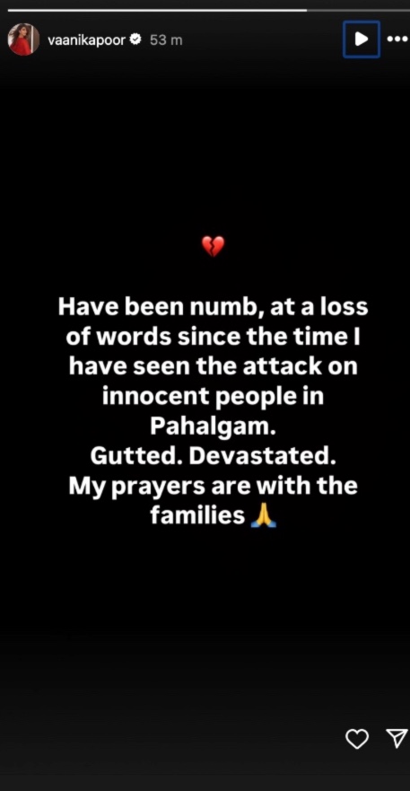Vaani's Insta post. Vaani's Insta post.