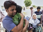 An Indian citizen with his children and his Pakistani wife, who were visiting Pakistan, wait for clearance to cross the border through Wagah, a joint border crossing point on the Pakistan and India border, near Lahore, Pakistan, Friday, April 25, 2025. (AP) An Indian citizen with his children and his Pakistani wife, who were visiting Pakistan, wait for clearance to cross the border through Wagah, a joint border crossing point on the Pakistan and India border, near Lahore, Pakistan, Friday, April 25, 2025. (AP)