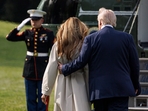 US First Lady Melania Trump, center, and US President Donald Trump walk on the South Lawn of the White House before boarding Marine One in Washington, DC, US, on Friday, April 25, 2025. The Trump administration is putting pressure on Europe to ditch a rulebook that would compel developers of advanced artificial intelligence to follow stricter standards of transparency, risk-mitigation and copyright rules. Photographer: Aaron Schwartz/CNP/Bloomberg(Bloomberg) US First Lady Melania Trump, center, and US President Donald Trump walk on the South Lawn of the White House before boarding Marine One in Washington, DC, US, on Friday, April 25, 2025. The Trump administration is putting pressure on Europe to ditch a rulebook that would compel developers of advanced artificial intelligence to follow stricter standards of transparency, risk-mitigation and copyright rules. Photographer: Aaron Schwartz/CNP/Bloomberg(Bloomberg)