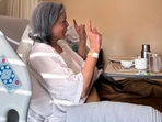 Zeenat Aman posted a picture from the recovery room. Zeenat Aman posted a picture from the recovery room.