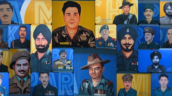 The 21 recipients of the Param Vir Chakra have been honoured by the new art installation at Sir M. Vishweshwaraiah Moti Bagh station on the Pink Line of the Delhi Metro The 21 recipients of the Param Vir Chakra have been honoured by the new art installation at Sir M. Vishweshwaraiah Moti Bagh station on the Pink Line of the Delhi Metro