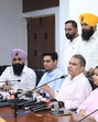 Rajya Sabha member Sanjeev Arora, MC commissioner Aaditya Dachalwal and mayor Inderjit Kaur along with others addressing a press conference in Ludhiana on Friday. (HT Photo) Rajya Sabha member Sanjeev Arora, MC commissioner Aaditya Dachalwal and mayor Inderjit Kaur along with others addressing a press conference in Ludhiana on Friday. (HT Photo)