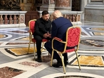 US President Donald Trump met with his Ukrainian counterpart, Volodymyr Zelensky, at the Vatican on Saturday.(Ukrainian Presidency) US President Donald Trump met with his Ukrainian counterpart, Volodymyr Zelensky, at the Vatican on Saturday.(Ukrainian Presidency)