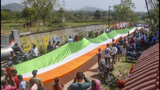 Funeral procession of Intelligence Bureau (IB) officer Manish Ranjan at Jhalda in Purulia district of West Bengal (PTI) Funeral procession of Intelligence Bureau (IB) officer Manish Ranjan at Jhalda in Purulia district of West Bengal (PTI)