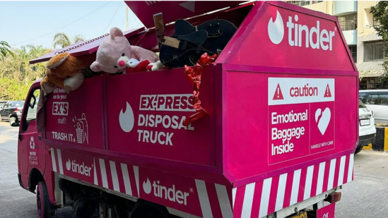 Tinder's new campaign encourages letting go of heartbreak with fun disposal truck. (Instagram) Tinder's new campaign encourages letting go of heartbreak with fun disposal truck. (Instagram)