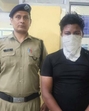 The accused, Sahil Khan, in police custody. The accused, Sahil Khan, in police custody.