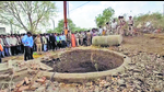 Soon after the accident, villagers began rescue operations by throwing ropes into the well. (PTI) Soon after the accident, villagers began rescue operations by throwing ropes into the well. (PTI)