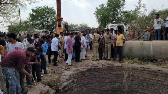 Police said the rescue operation is ongoing, and eight bodies were recovered from the well. Police said the rescue operation is ongoing, and eight bodies were recovered from the well.