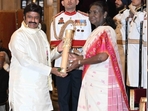Balakrishna and Ajith Kumar received the Padma Bhushan from President Droupadi Murmu on Monday. Balakrishna and Ajith Kumar received the Padma Bhushan from President Droupadi Murmu on Monday.