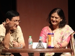 Sangam Bahuguna and Punita Awasthi during the play Vapisi written by Kamal Kapoor(Photos: HT) Sangam Bahuguna and Punita Awasthi during the play Vapisi written by Kamal Kapoor(Photos: HT)