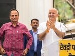 At the time of the project, Manish Sisodia was the deputy chief minister of Delhi, and Satyendar Jain (left) was the PWD minister. At the time of the project, Manish Sisodia was the deputy chief minister of Delhi, and Satyendar Jain (left) was the PWD minister.