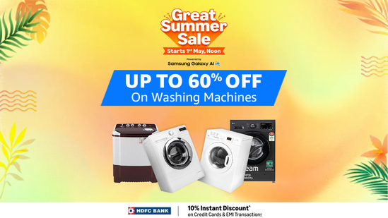 Exclusive washing machine deals in the Amazon Sale 2025.