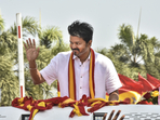 File photo of Tamilaga Vettri Kazhagam (TVK) chief and actor Vijay after TVK's second anniversary celebration function, in Mamallapuram, Tamil Nadu.(PTI) File photo of Tamilaga Vettri Kazhagam (TVK) chief and actor Vijay after TVK's second anniversary celebration function, in Mamallapuram, Tamil Nadu.(PTI)