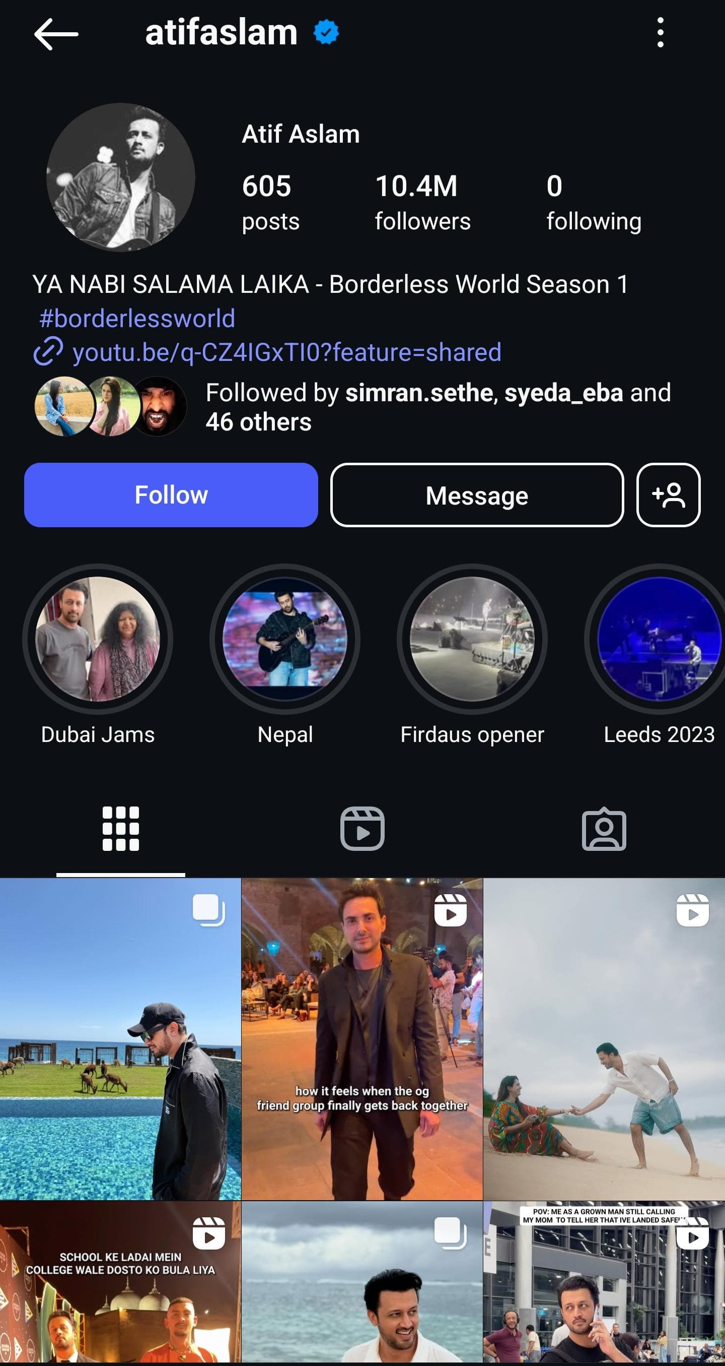 Atif Aslam's Insta account. Atif Aslam's Insta account.