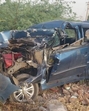 Mangled remains of the car after the accident. (HT Photo) Mangled remains of the car after the accident. (HT Photo)