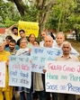 Some of the Group Home applicants and their family members protesting outside Punjab Raj Bhawan on Thursday, demanding intervention of UT administrator Gulab Chand Kataria in the matter. The social welfare department has issued notices, prohibiting families from challenging admission terms in court. (HT Photo) Some of the Group Home applicants and their family members protesting outside Punjab Raj Bhawan on Thursday, demanding intervention of UT administrator Gulab Chand Kataria in the matter. The social welfare department has issued notices, prohibiting families from challenging admission terms in court. (HT Photo)