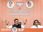 Bharatiya Janata Party (BJP) national spokesperson Sambit Patra with MoS and Bengal party President Sukanta Majumdar addresses a press conference at Party Headquarter in New Delhi on Friday. (ANI) Bharatiya Janata Party (BJP) national spokesperson Sambit Patra with MoS and Bengal party President Sukanta Majumdar addresses a press conference at Party Headquarter in New Delhi on Friday. (ANI)