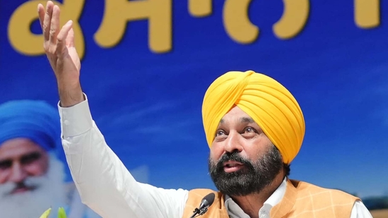 The water-sharing dispute between Punjab and Haryana intensified as Punjab chief minister Bhagwant Mann refused to release additional water to the neighbouring state.(HT_PRINT) The water-sharing dispute between Punjab and Haryana intensified as Punjab chief minister Bhagwant Mann refused to release additional water to the neighbouring state.(HT_PRINT)