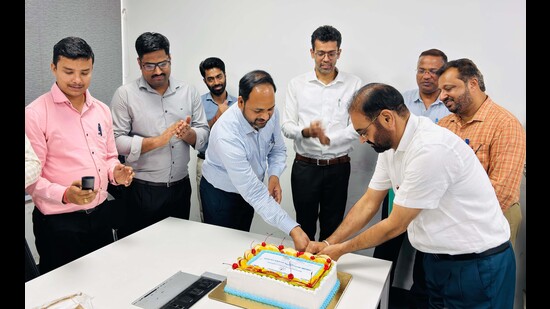 MC officials launching the online asset management system for improved efficiency and transparency in Ludhiana on Saturday. (HT photo)