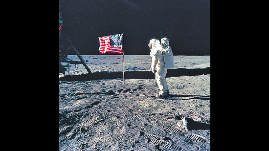 The Sea of Tranquillity, with its unusually flat surface, has served as a landing pad for numerous Moon missions, including the first manned one, featuring Buzz Aldrin. A flag, a boot print and assorted trash and memorabilia now lie strewn across the area. (Getty Images) The Sea of Tranquillity, with its unusually flat surface, has served as a landing pad for numerous Moon missions, including the first manned one, featuring Buzz Aldrin. A flag, a boot print and assorted trash and memorabilia now lie strewn across the area. (Getty Images)