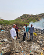 Administrative officials visit the spot where rampant burning of chemical waste occurs in Khori village near the Rajasthan border on Saturday. (Parveen Kumar/HT PHOTO) Administrative officials visit the spot where rampant burning of chemical waste occurs in Khori village near the Rajasthan border on Saturday. (Parveen Kumar/HT PHOTO)