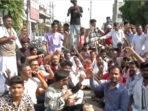 A large group of Brahmin community members gathered at the NEET exam centre in Kalaburagi, raising slogans and staging a sit-in on Sunday.(ANI) A large group of Brahmin community members gathered at the NEET exam centre in Kalaburagi, raising slogans and staging a sit-in on Sunday.(ANI)