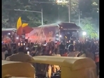 Huge crowds gathered outside Bengaluru's Chinnaswamy stadium after RCB won the match against CSK. Huge crowds gathered outside Bengaluru's Chinnaswamy stadium after RCB won the match against CSK.