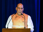 Defence Minister Rajnath Singh speaking at the ‘Arjan Singh Memorial Lecture’, at Air Force Auditorium in New Delhi on Wednesday. (ANI) Defence Minister Rajnath Singh speaking at the ‘Arjan Singh Memorial Lecture’, at Air Force Auditorium in New Delhi on Wednesday. (ANI)