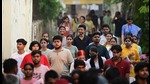 Candidates coming out of a centre in Lucknow on Sunday. (Deepak Gupta/HT photo) Candidates coming out of a centre in Lucknow on Sunday. (Deepak Gupta/HT photo)
