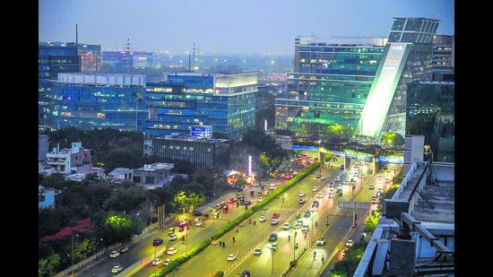 A view of Cyber City in Gurugram, an IT hub that houses several Fortune 500 companies. (PARVEEN KUMAR/Ht photo) A view of Cyber City in Gurugram, an IT hub that houses several Fortune 500 companies. (PARVEEN KUMAR/Ht photo)