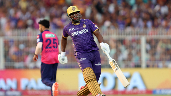 IPL 2025, KKR vs RR: Andre Russell played an unbeaten 57-run knock off 25 balls(REUTERS)