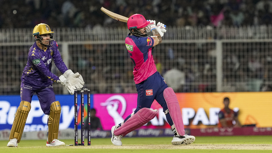 Riyan Parag top-scored, but narrowly missed out on a ton. The RR captain registered 95 runs off 45 balls.(PTI)
