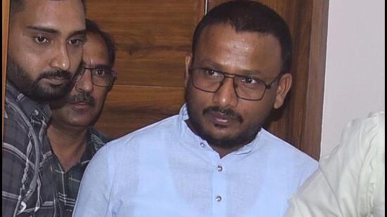 Rajasthan MLA Jaikrishn Patel after being arrested by the state’s Anti-Corruption Bureau (ACB) from his official residence in Jaipur. Rajasthan MLA Jaikrishn Patel after being arrested by the state’s Anti-Corruption Bureau (ACB) from his official residence in Jaipur.