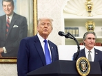 US President Donald Trump denied having any role in sharing AI image of him as the Pope.(Bloomberg) US President Donald Trump denied having any role in sharing AI image of him as the Pope.(Bloomberg)