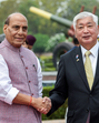 Defence minister Rajnath Singh with his Japanese counterpart General Nakatani in New Delhi on Monday. (ANI Photo) Defence minister Rajnath Singh with his Japanese counterpart General Nakatani in New Delhi on Monday. (ANI Photo)