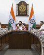 Haryana chief minister Nayab Singh Saini chairs a cabinet meeting in Chandigarh on Monday. (PTI) Haryana chief minister Nayab Singh Saini chairs a cabinet meeting in Chandigarh on Monday. (PTI)