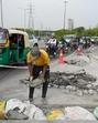 Work underway on the Mahamaya Flyover on Monday. (Sunil Ghosh/HT Photo) Work underway on the Mahamaya Flyover on Monday. (Sunil Ghosh/HT Photo)