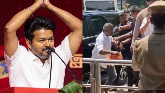 A video of Vijay's security holding back a fan from meeting him is doing rounds online. A video of Vijay's security holding back a fan from meeting him is doing rounds online.