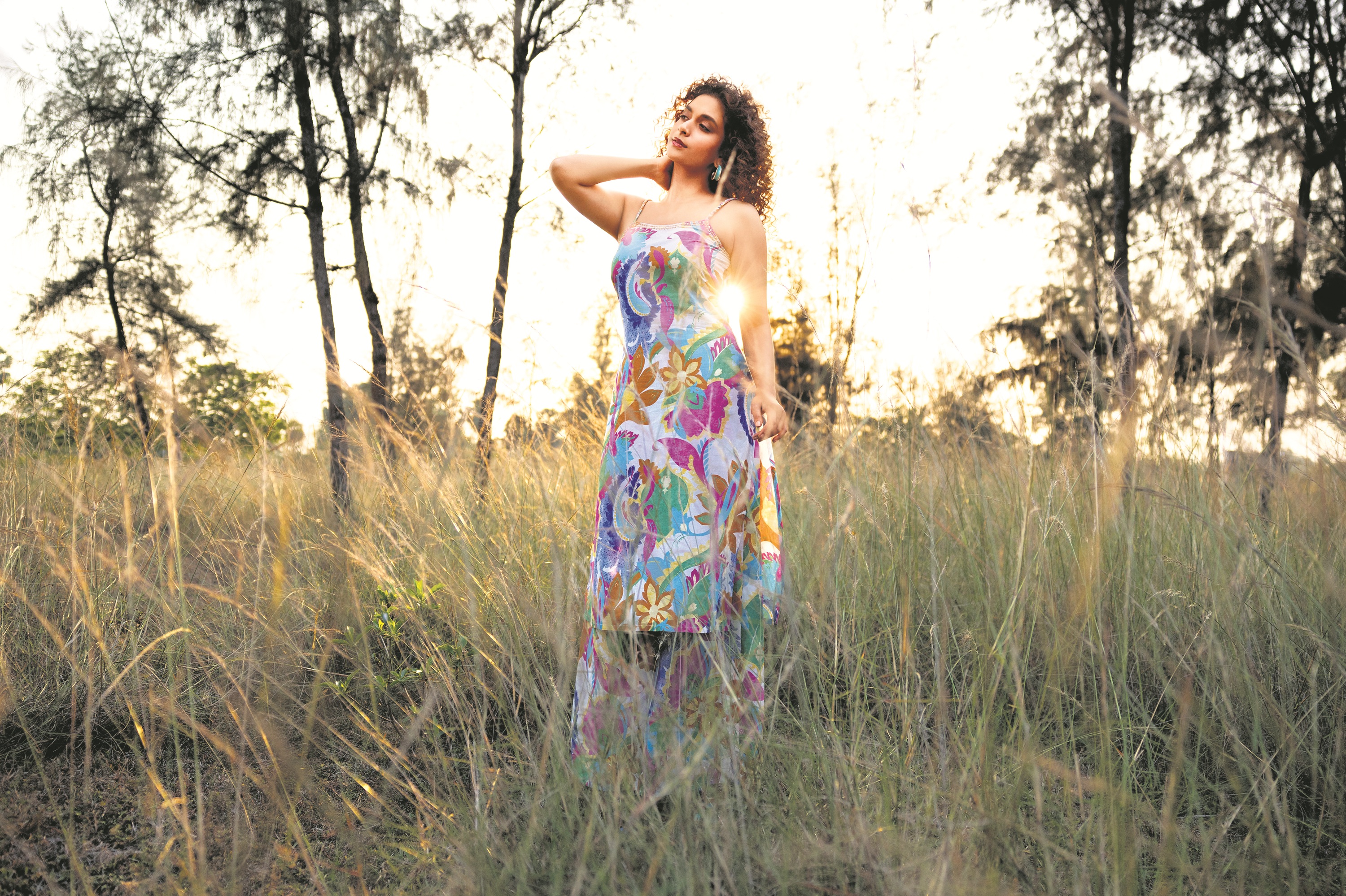 Actor Keerthy Suresh is a picture of carefree charm in vibrant floral co-ords by W For Woman. Her soft, nude-toned makeup and delicately styled curls, gives warm-weather dressing a refreshing update that is graceful, grounded, and youthful. (Photographer: Sarang Gupta) Actor Keerthy Suresh is a picture of carefree charm in vibrant floral co-ords by W For Woman. Her soft, nude-toned makeup and delicately styled curls, gives warm-weather dressing a refreshing update that is graceful, grounded, and youthful. (Photographer: Sarang Gupta)