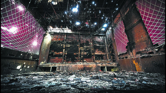 A desolate view of the Uphaar Cinema Hall that has remained sealed since the June 1997 fire incident which claimed 59 lives. (HT ARCHIVE) A desolate view of the Uphaar Cinema Hall that has remained sealed since the June 1997 fire incident which claimed 59 lives. (HT ARCHIVE)