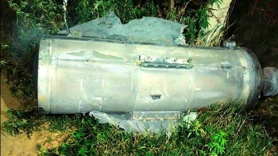 An empty shell of explosive device lodged by Pakistani drones at Bir Talab village located on the periphery of Bathinda city. (HT File) An empty shell of explosive device lodged by Pakistani drones at Bir Talab village located on the periphery of Bathinda city. (HT File)