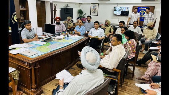 Deputy commissioner Himanshu Jain in a meeting with the nodal officers in Ludhiana on Thursday. (HT Photo) Deputy commissioner Himanshu Jain in a meeting with the nodal officers in Ludhiana on Thursday. (HT Photo)